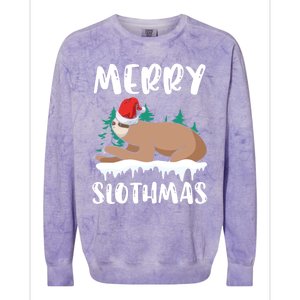 Merry Slothmas Sloth Whisperer Animal Christmas Season Gift Colorblast Crewneck Sweatshirt