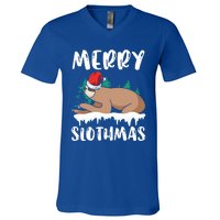 Merry Slothmas Sloth Whisperer Animal Christmas Season Gift V-Neck T-Shirt