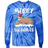 Merry Slothmas Sloth Whisperer Animal Christmas Season Gift Tie-Dye Long Sleeve Shirt