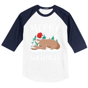 Merry Slothmas Sloth Whisperer Animal Christmas Season Gift Baseball Sleeve Shirt