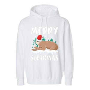 Merry Slothmas Sloth Whisperer Animal Christmas Season Gift Garment-Dyed Fleece Hoodie