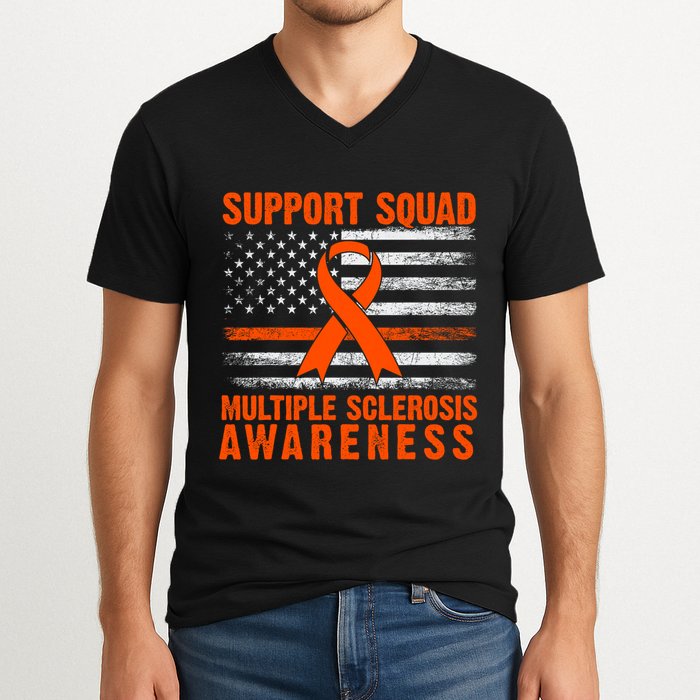 Ms Support Squad Multiple Sclerosis Awareness V-Neck T-Shirt