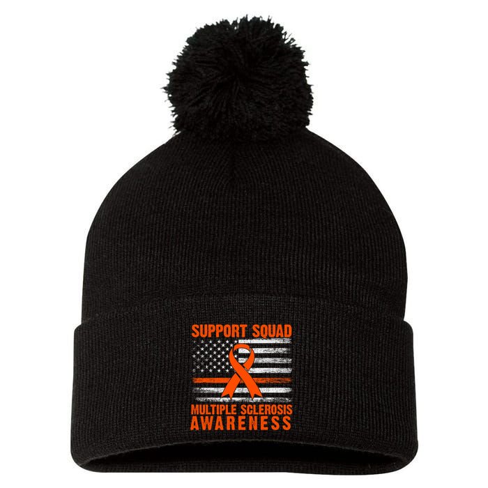 Ms Support Squad Multiple Sclerosis Awareness Pom Pom 12in Knit Beanie