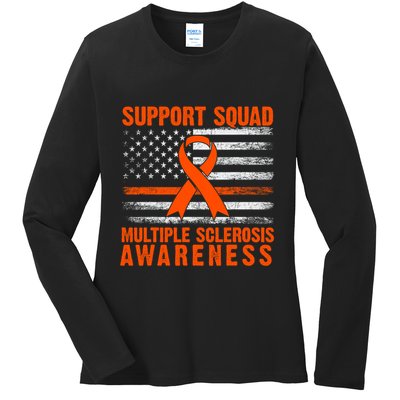 Ms Support Squad Multiple Sclerosis Awareness Ladies Long Sleeve Shirt