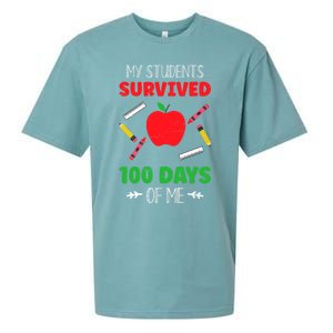 My Students Survived 100 Days Of Me Funny Teacher Gift Sueded Cloud Jersey T-Shirt