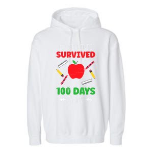 My Students Survived 100 Days Of Me Funny Teacher Gift Garment-Dyed Fleece Hoodie