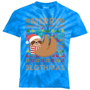 Merry Slothmas Sloths Christmas Ugly Xmas Gift Meaningful Gift Kids Tie-Dye T-Shirt