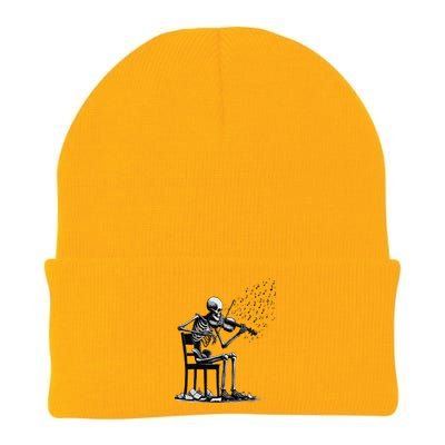 Musician Skeleton Skeleton Player Violin Halloween Music Knit Cap Winter Beanie