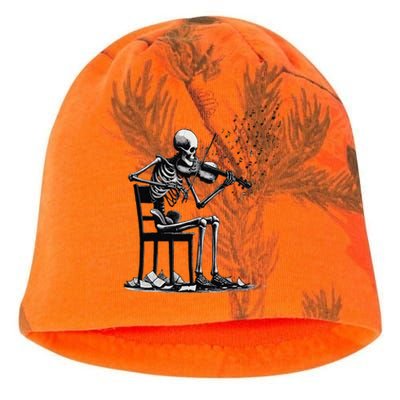 Musician Skeleton Skeleton Player Violin Halloween Music Kati - Camo Knit Beanie