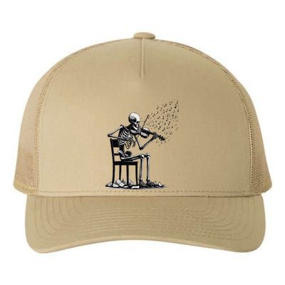 Musician Skeleton Skeleton Player Violin Halloween Music Yupoong Adult 5-Panel Trucker Hat