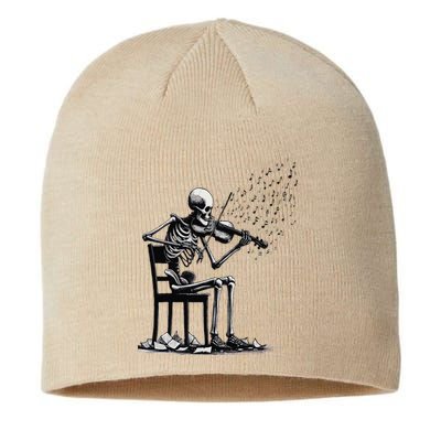 Musician Skeleton Skeleton Player Violin Halloween Music Sustainable Beanie