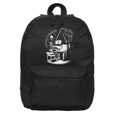 Musician Skeleton Skeleton Player Piano Halloween Music 16 in Basic Backpack