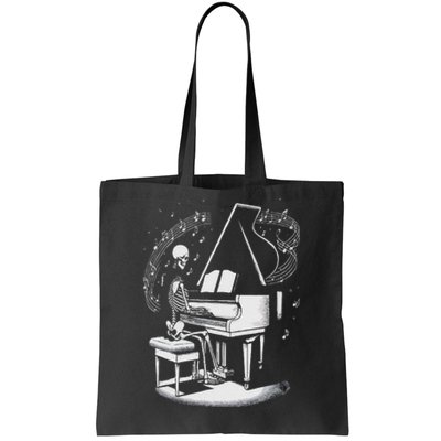 Musician Skeleton Skeleton Player Piano Halloween Music Tote Bag