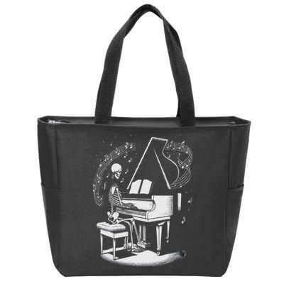 Musician Skeleton Skeleton Player Piano Halloween Music Zip Tote Bag