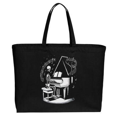 Musician Skeleton Skeleton Player Piano Halloween Music Cotton Canvas Jumbo Tote