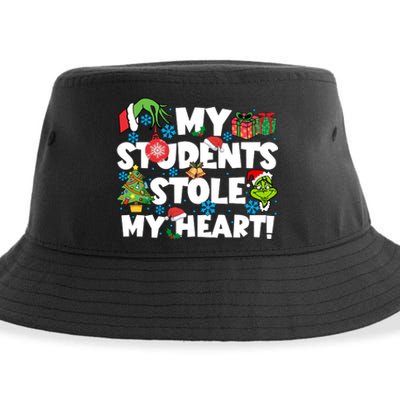 My Students Stole My Heart Funny Grinchmas Merry Christmas Teacher Sustainable Bucket Hat