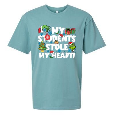 My Students Stole My Heart Funny Grinchmas Merry Christmas Teacher Sueded Cloud Jersey T-Shirt