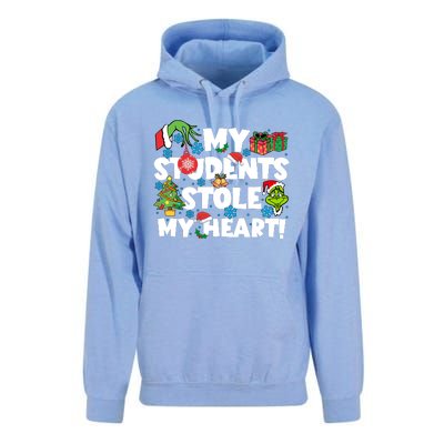 My Students Stole My Heart Funny Grinchmas Merry Christmas Teacher Unisex Surf Hoodie