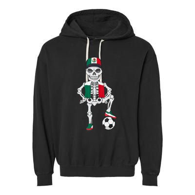 Mexico Soccer Skeleton Fan Team Garment-Dyed Fleece Hoodie