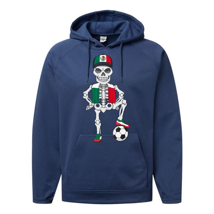 Mexico Soccer Skeleton Fan Team Performance Fleece Hoodie