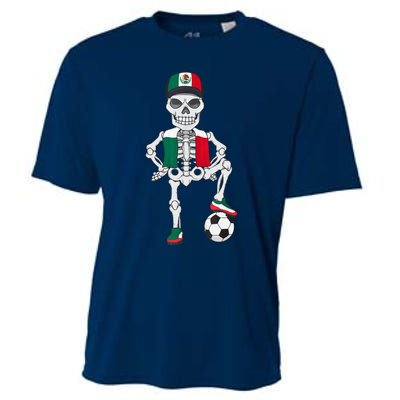 Mexico Soccer Skeleton Fan Team Cooling Performance Crew T-Shirt