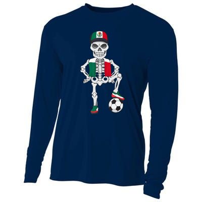 Mexico Soccer Skeleton Fan Team Cooling Performance Long Sleeve Crew