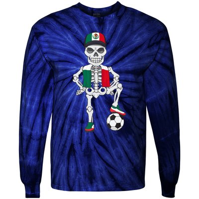 Mexico Soccer Skeleton Fan Team Tie-Dye Long Sleeve Shirt