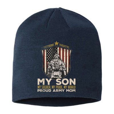 My Son Soldier Pride World Proud Arm.Y Mom Veterans Day Sustainable Beanie