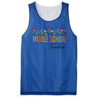 Middle School Teacher Retro Wildflowers Back To School Gift Mesh Reversible Basketball Jersey Tank