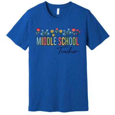 Middle School Teacher Retro Wildflowers Back To School Gift Premium T-Shirt