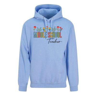 Middle School Teacher Retro Wildflowers Back To School Gift Unisex Surf Hoodie