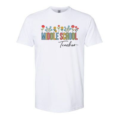 Middle School Teacher Retro Wildflowers Back To School Gift Softstyle® CVC T-Shirt