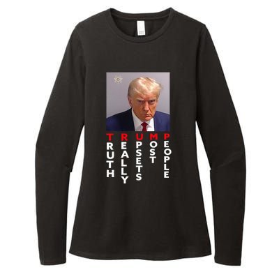 Mug Shot Trump Never Surrender Pro Trump Womens CVC Long Sleeve Shirt