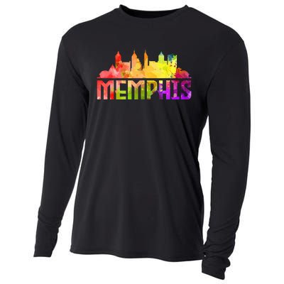 Memphis Skyline Tennessee Souvenir Gift Cooling Performance Long Sleeve Crew