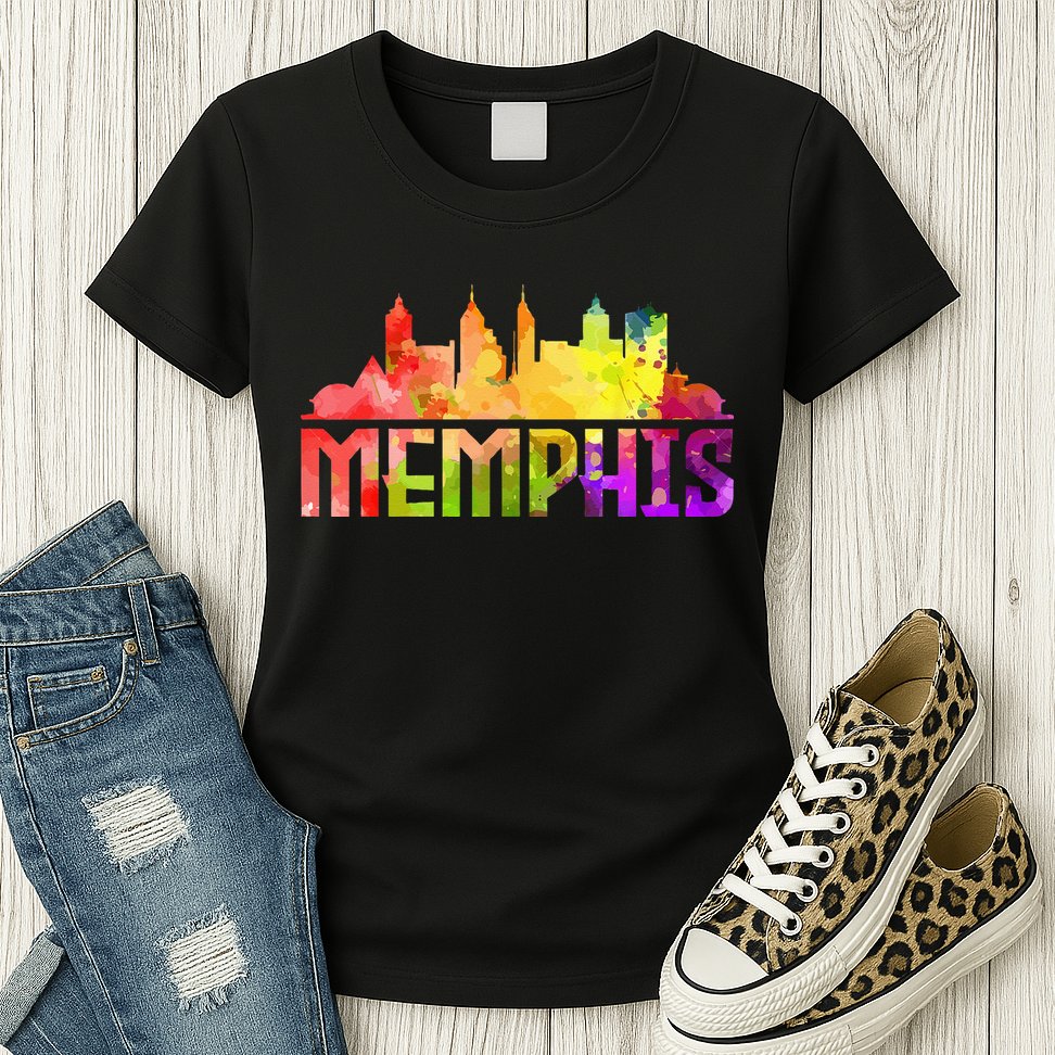 Memphis Skyline Tennessee Souvenir Gift Womens T-Shirt
