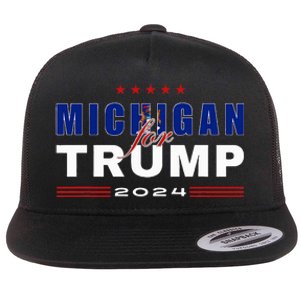 Michigan Supports Trump In 2024 Presidential Election Maga Flat Bill Trucker Hat