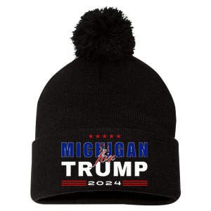 Michigan Supports Trump In 2024 Presidential Election Maga Pom Pom 12in Knit Beanie