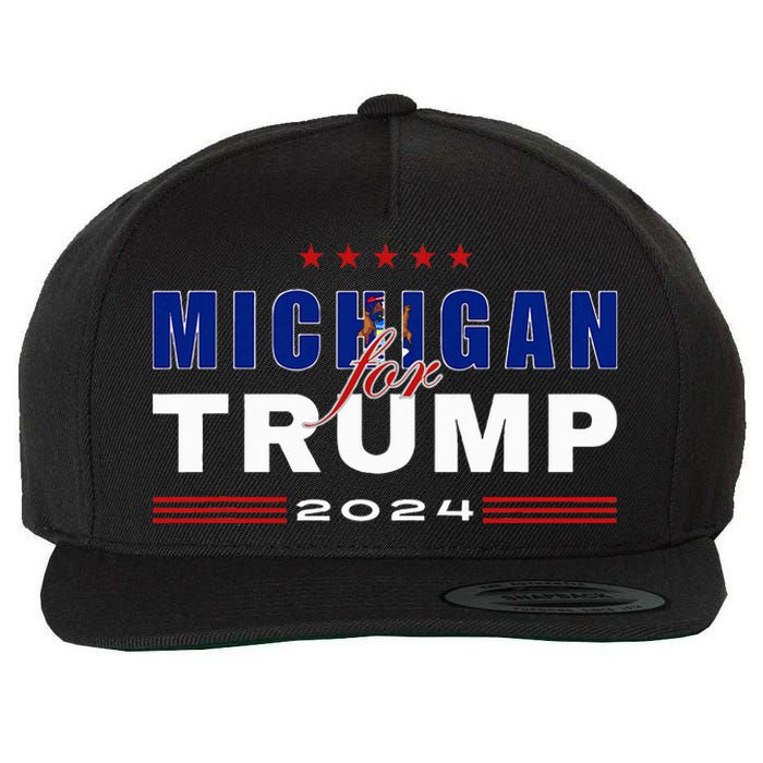 Michigan Supports Trump In 2024 Presidential Election Maga Wool Snapback Cap