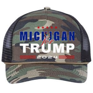 Michigan Supports Trump In 2024 Presidential Election Maga Retro Rope Trucker Hat Cap