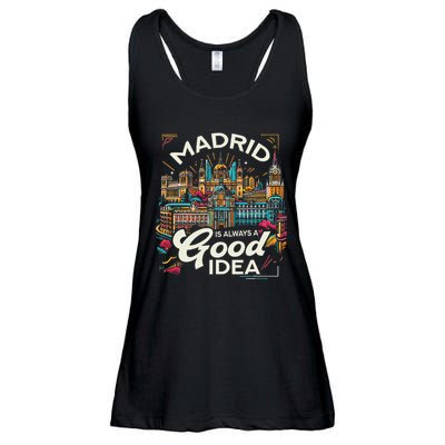 Madrid Spain Travel Vacation Europe I Love Madrid Ladies Essential Flowy Tank