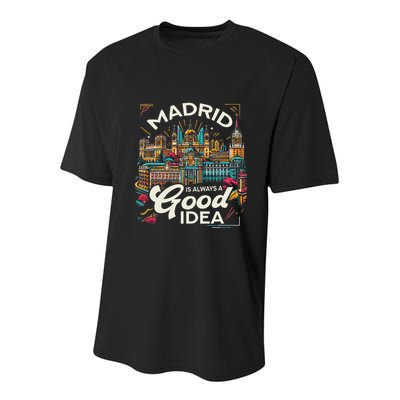 Madrid Spain Travel Vacation Europe I Love Madrid Youth Performance Sprint T-Shirt
