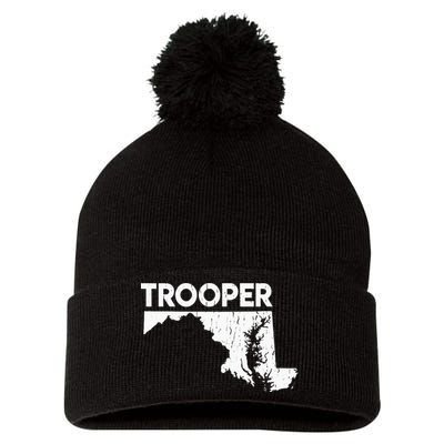 Maryland State Trooper State Police Pom Pom 12in Knit Beanie
