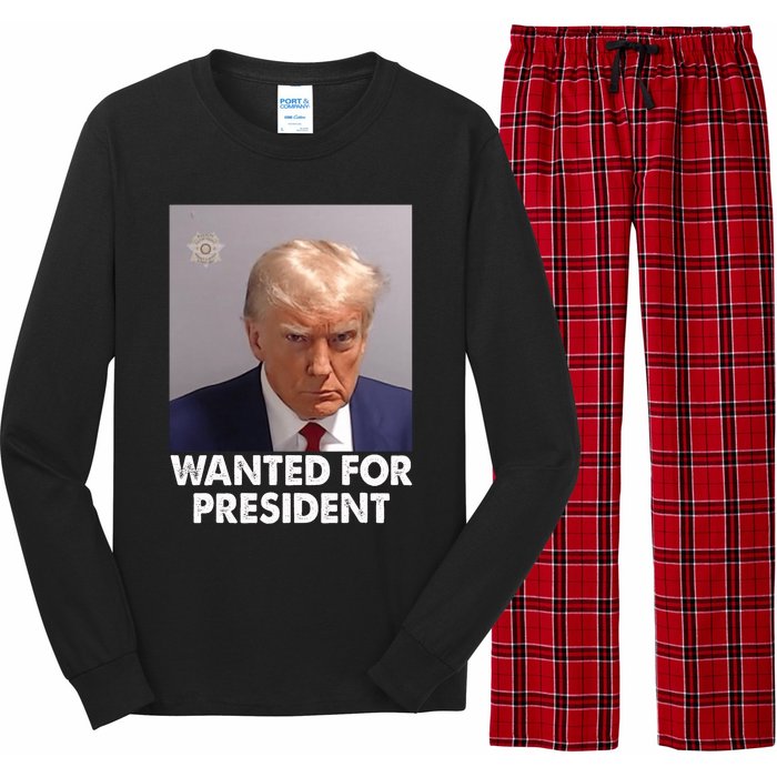 Mug Shot Trump Wanted For President Long Sleeve Pajama Set