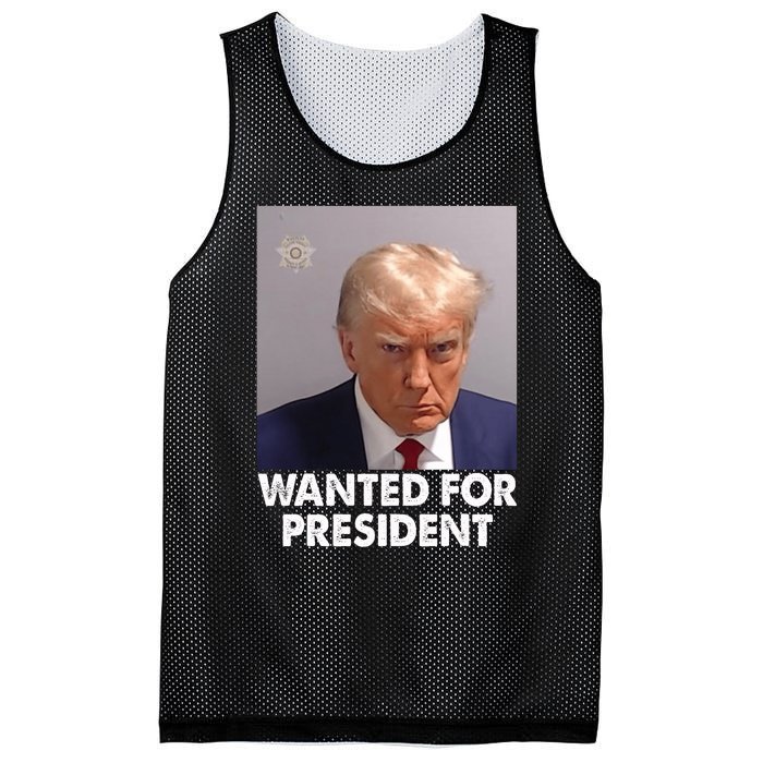 Mug Shot Trump Wanted For President Mesh Reversible Basketball Jersey Tank