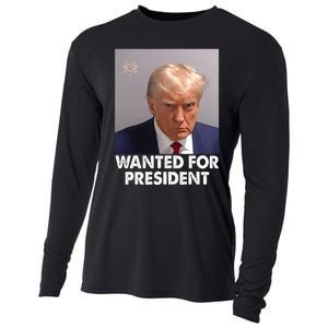 Mug Shot Trump Wanted For President Cooling Performance Long Sleeve Crew