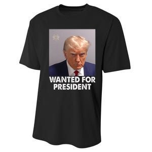 Mug Shot Trump Wanted For President Performance Sprint T-Shirt