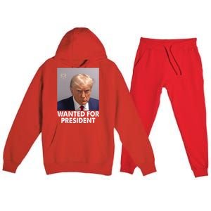 Mug Shot Trump Wanted For President Premium Hooded Sweatsuit Set