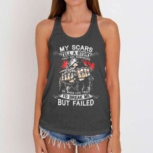 My Scars Tell A Story They Are Reminders Women's Knotted Racerback Tank