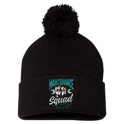 Maintenance Squad Technician Worker Maintenance Man Pom Pom 12in Knit Beanie