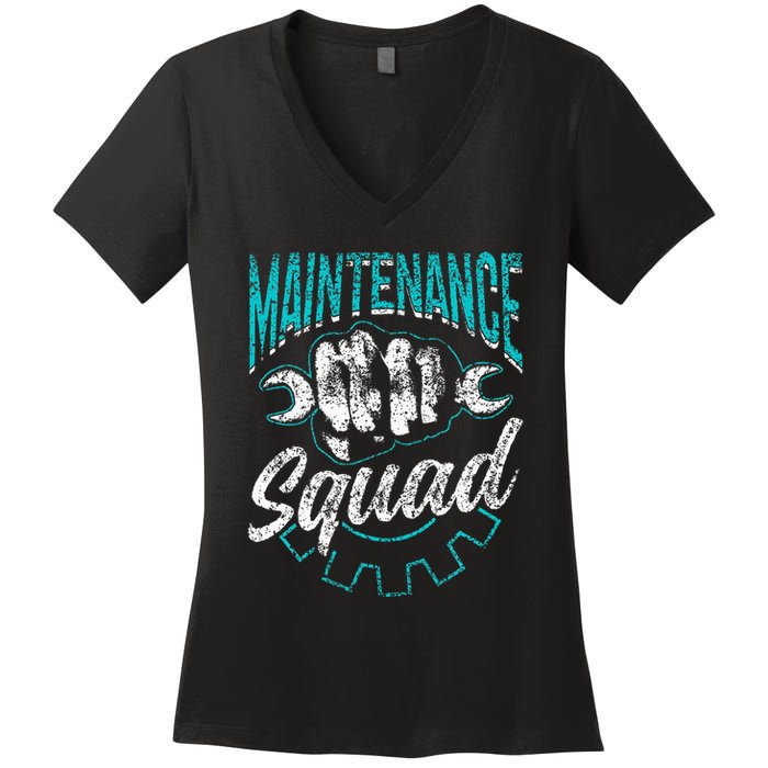 Maintenance Squad Technician Worker Maintenance Man Women's V-Neck T-Shirt